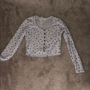 Button up crop top with blue flowers